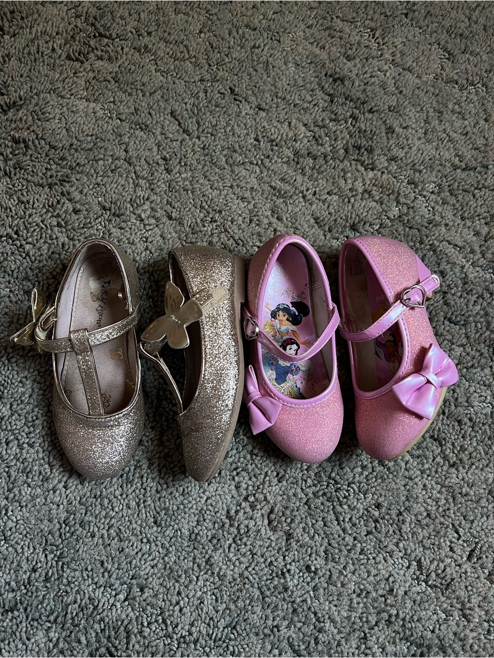 2 Girls Glitter Dress Shoes in Pink and Gold Sz 9 toddler